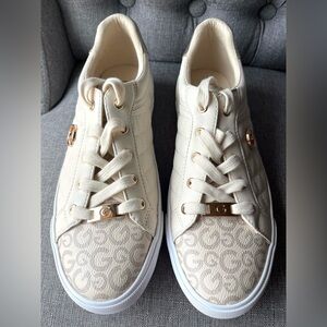 GBG Los Angeles Cream Quilted Sneakers